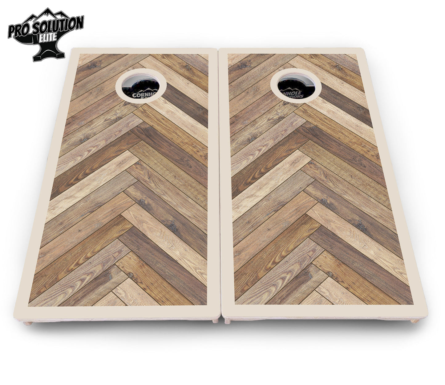 Herringbone w/Border Cornhole Boards - Pro Solution Elite Series