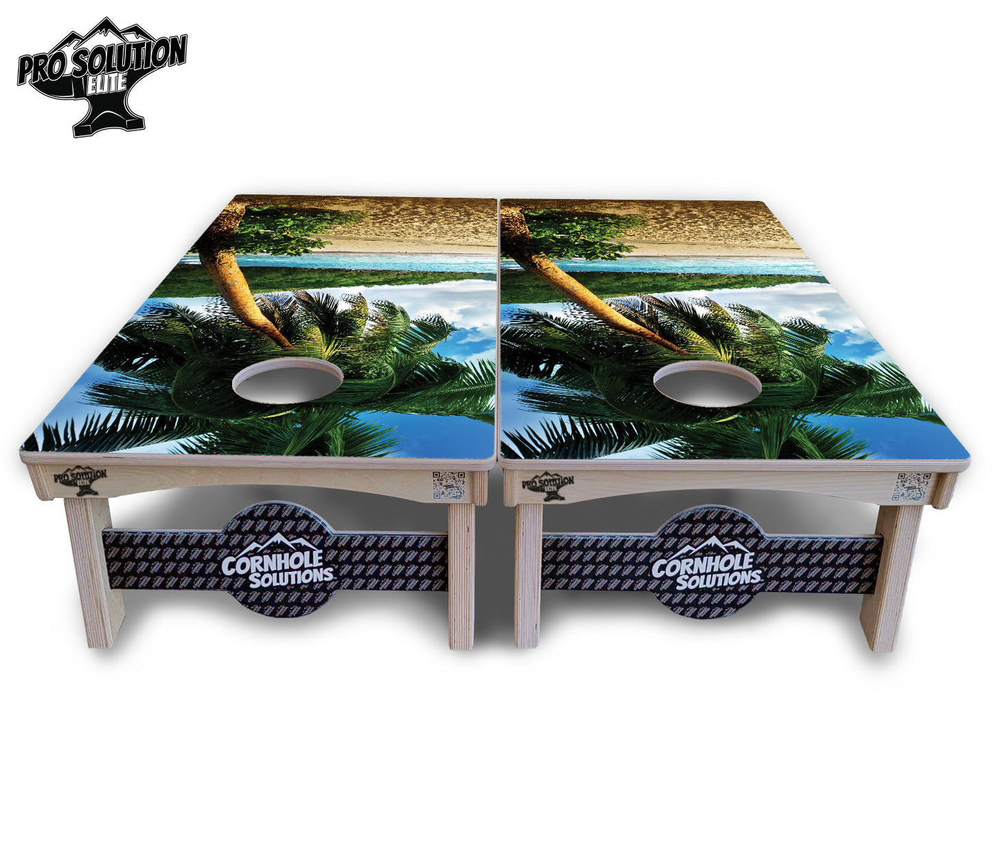 Beach Scene Cornhole Boards - Pro Solution Elite Series