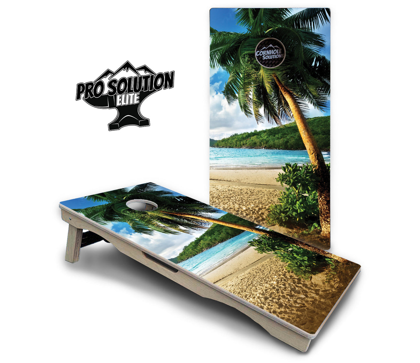 Beach Scene Cornhole Boards - Pro Solution Elite Series