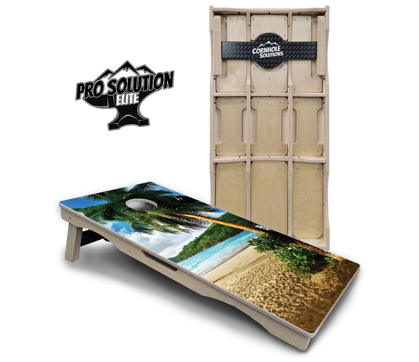 Beach Scene Cornhole Boards - Pro Solution Elite Series