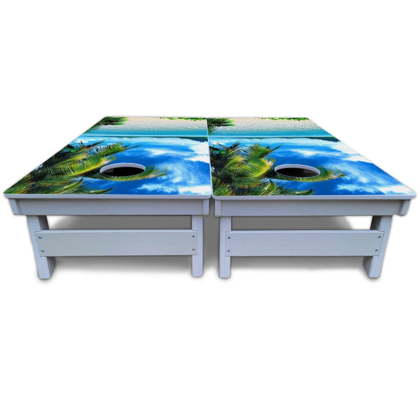 Beach Mountain Scene Cornhole Boards - All Weather Series