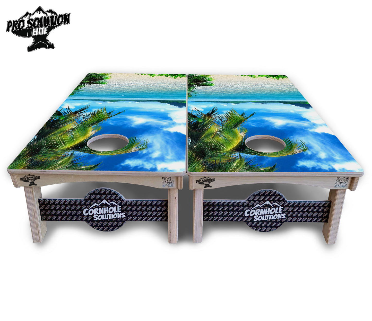 Beach Mountain Scene Cornhole Boards - Pro Solution Elite Series