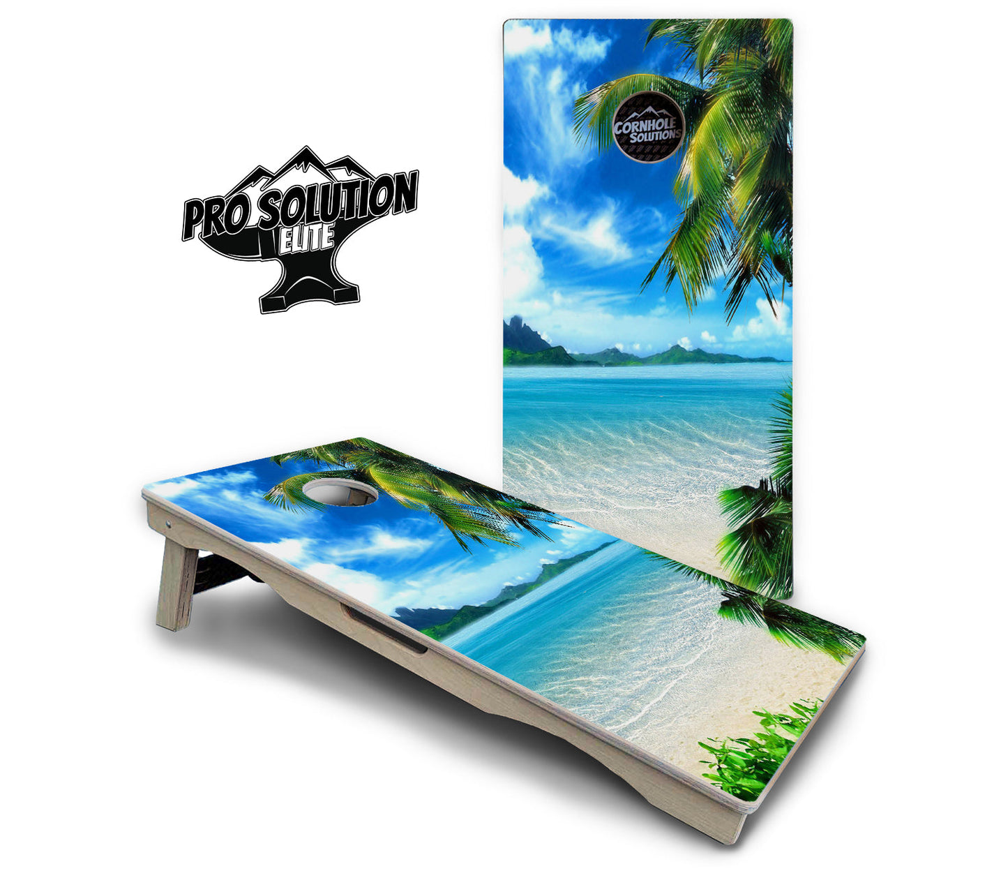 Beach Mountain Scene Cornhole Boards - Pro Solution Elite Series