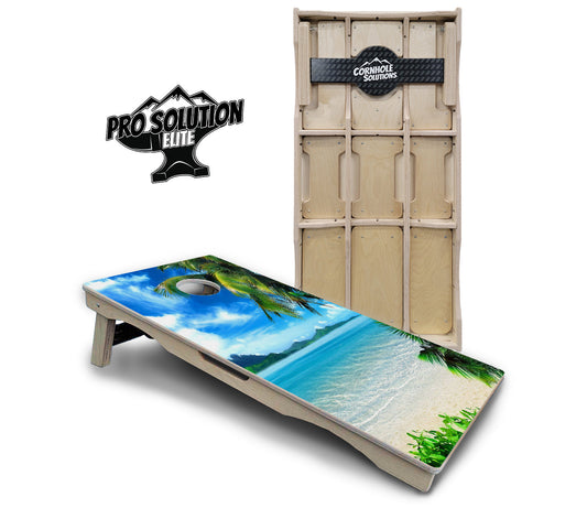 Beach Mountain Scene Cornhole Boards - Pro Solution Elite Series