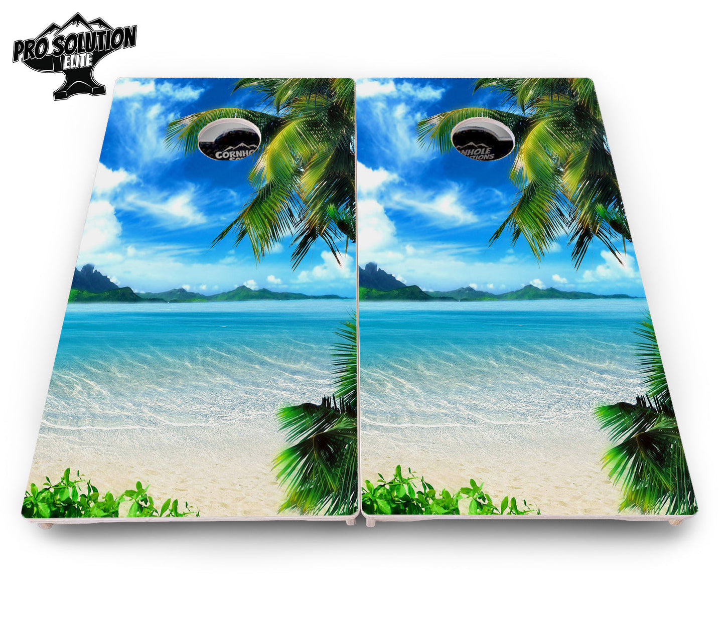 Beach Mountain Scene Cornhole Boards - Pro Solution Elite Series