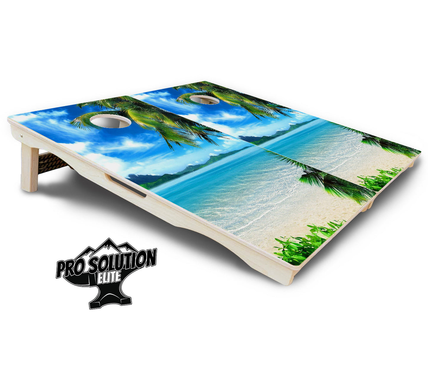 Beach Mountain Scene Cornhole Boards - Pro Solution Elite Series