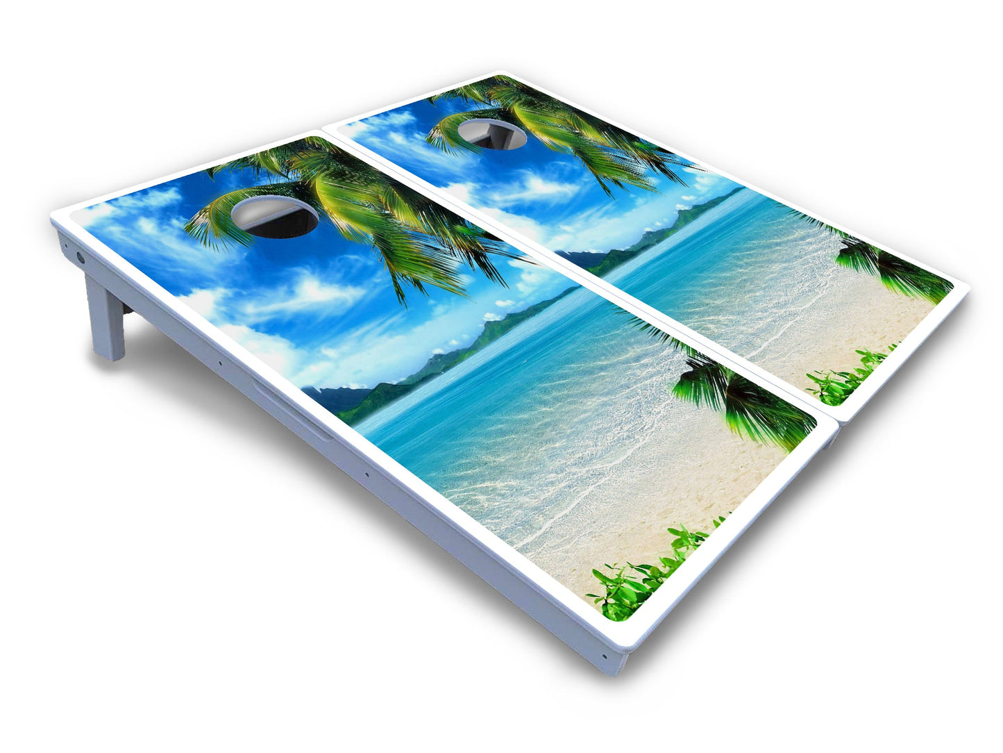 Beach Mountain Scene Cornhole Boards - All Weather Series