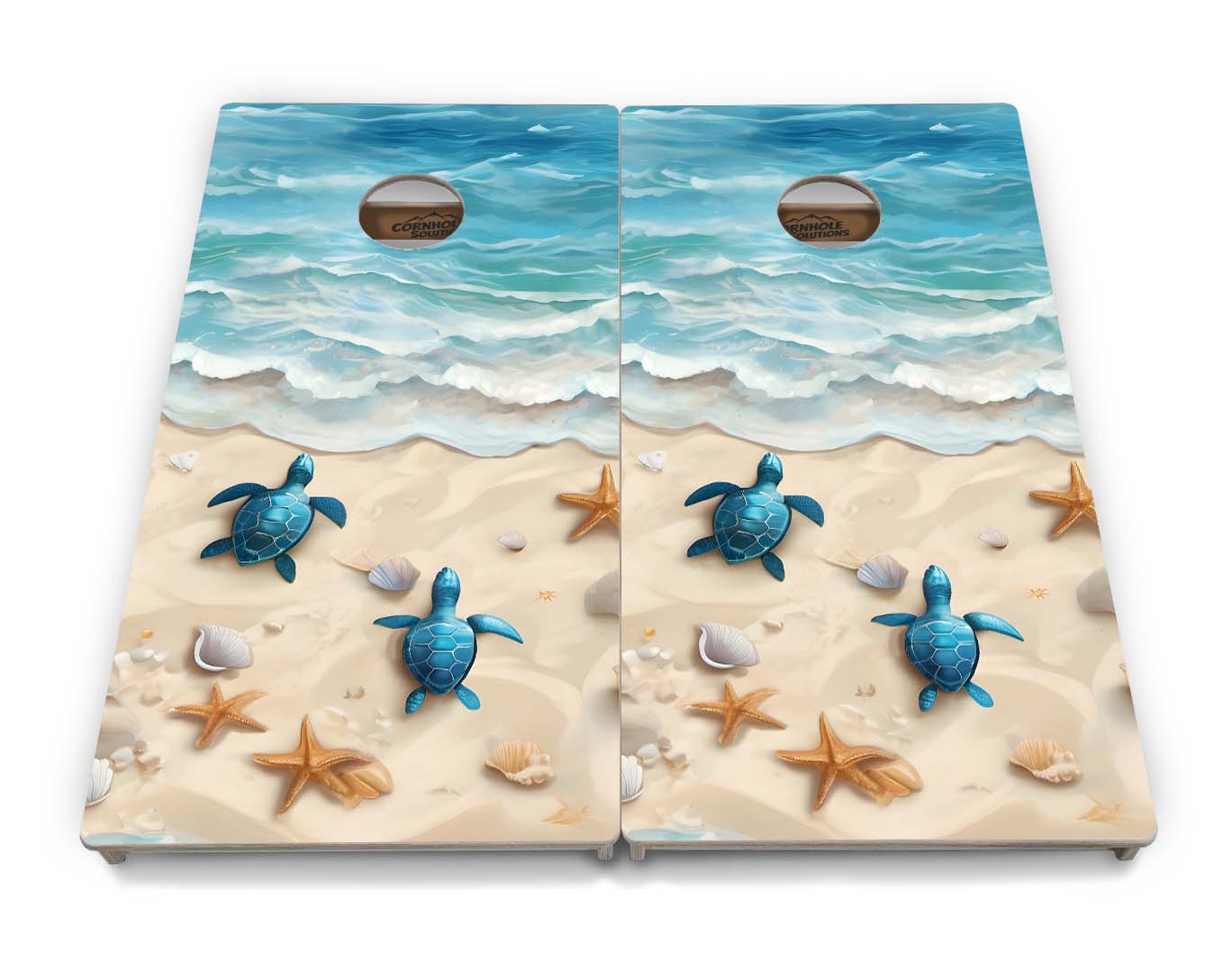 Sea Turtle Beach Scene Cornhole Boards - Professional Tournament Series