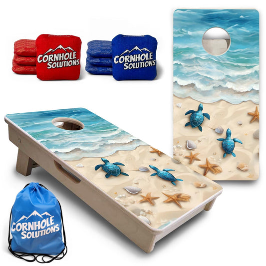 Sea Turtle Shores - Mini or Vacation Size Cornhole Boards