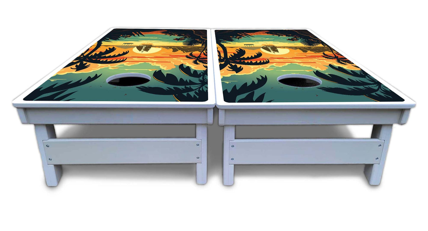 Beach Sunset Cornhole Boards - All Weather Series