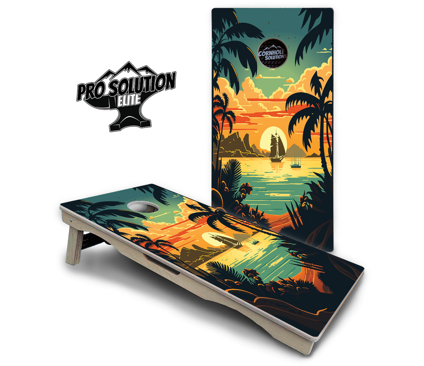 Beach Sunset Cornhole Boards - Pro Solution Elite Series