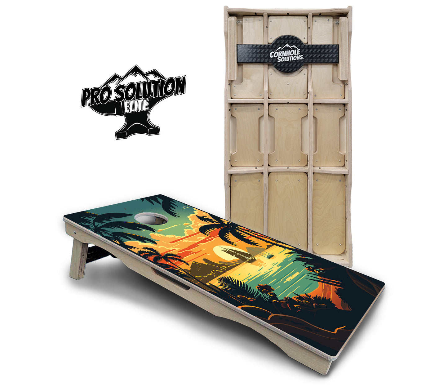Beach Sunset Cornhole Boards - Pro Solution Elite Series