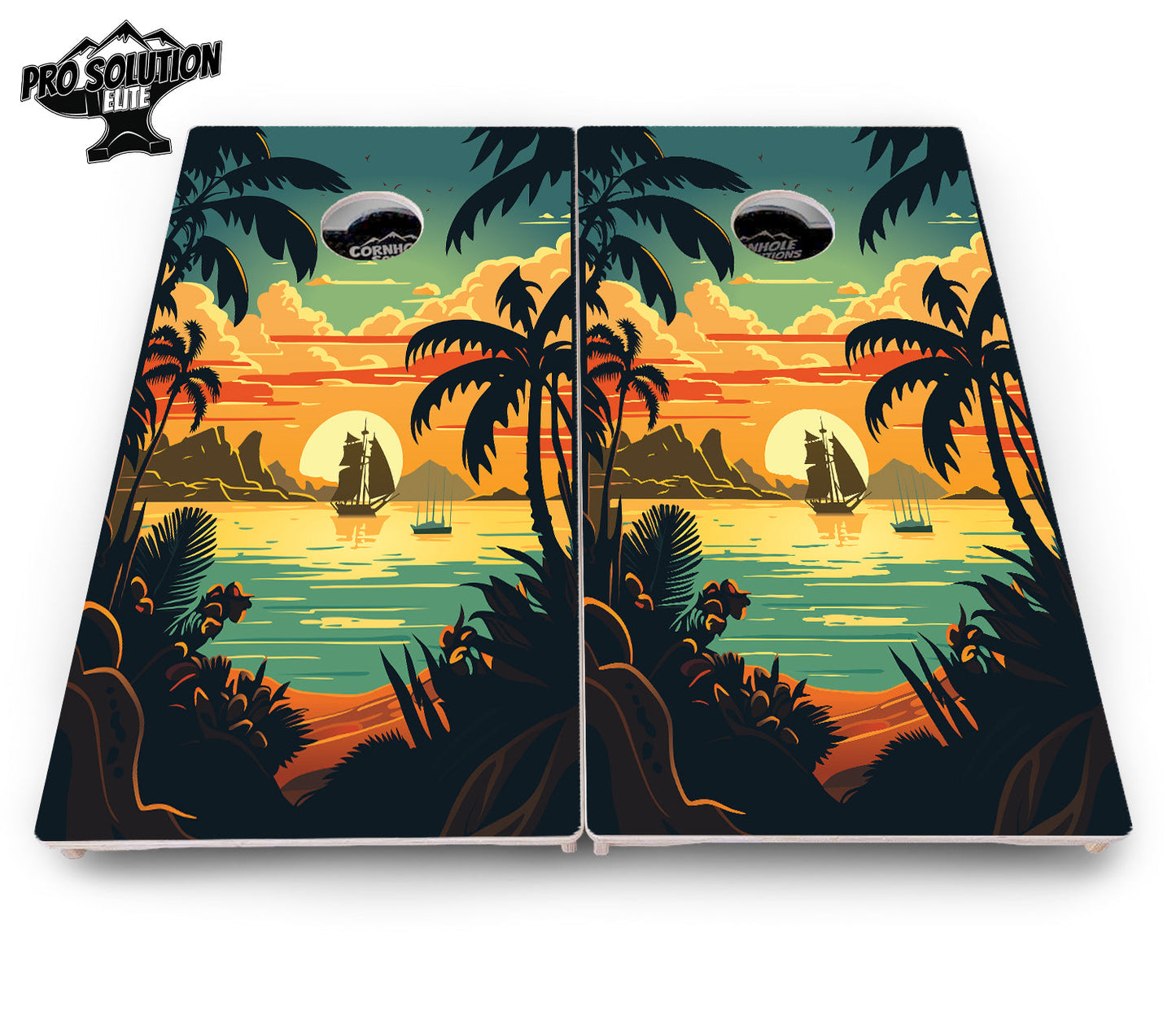 Beach Sunset Cornhole Boards - Pro Solution Elite Series