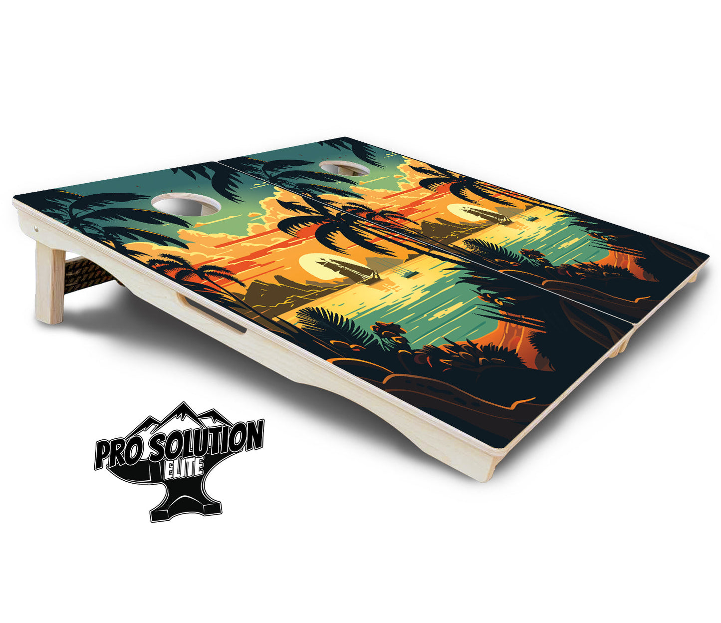 Beach Sunset Cornhole Boards - Pro Solution Elite Series