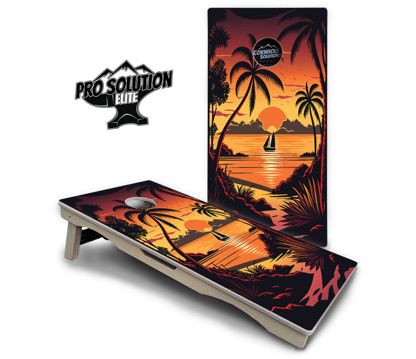 Beach Sunset Cornhole Boards - Pro Solution Elite Series