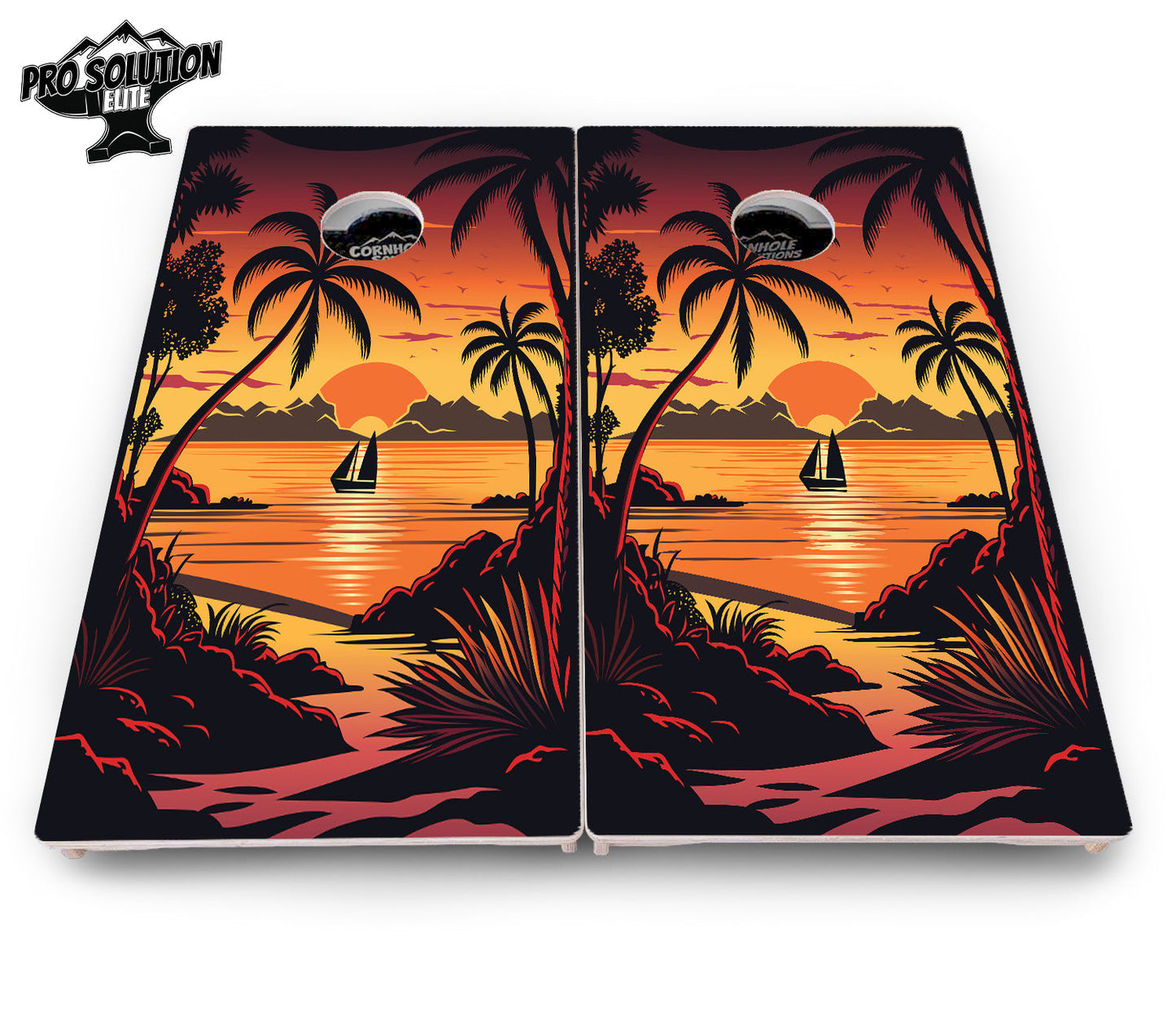 Beach Sunset Cornhole Boards - Pro Solution Elite Series