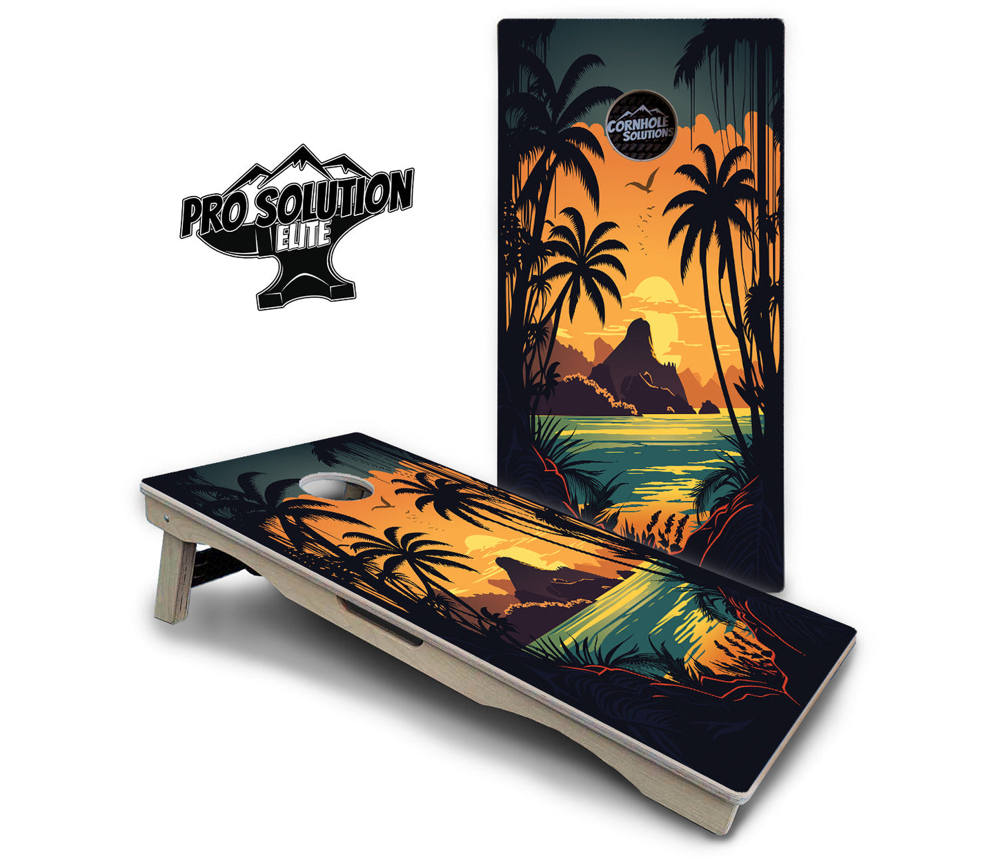 Beach Sunset Cornhole Boards - Pro Solution Elite Series