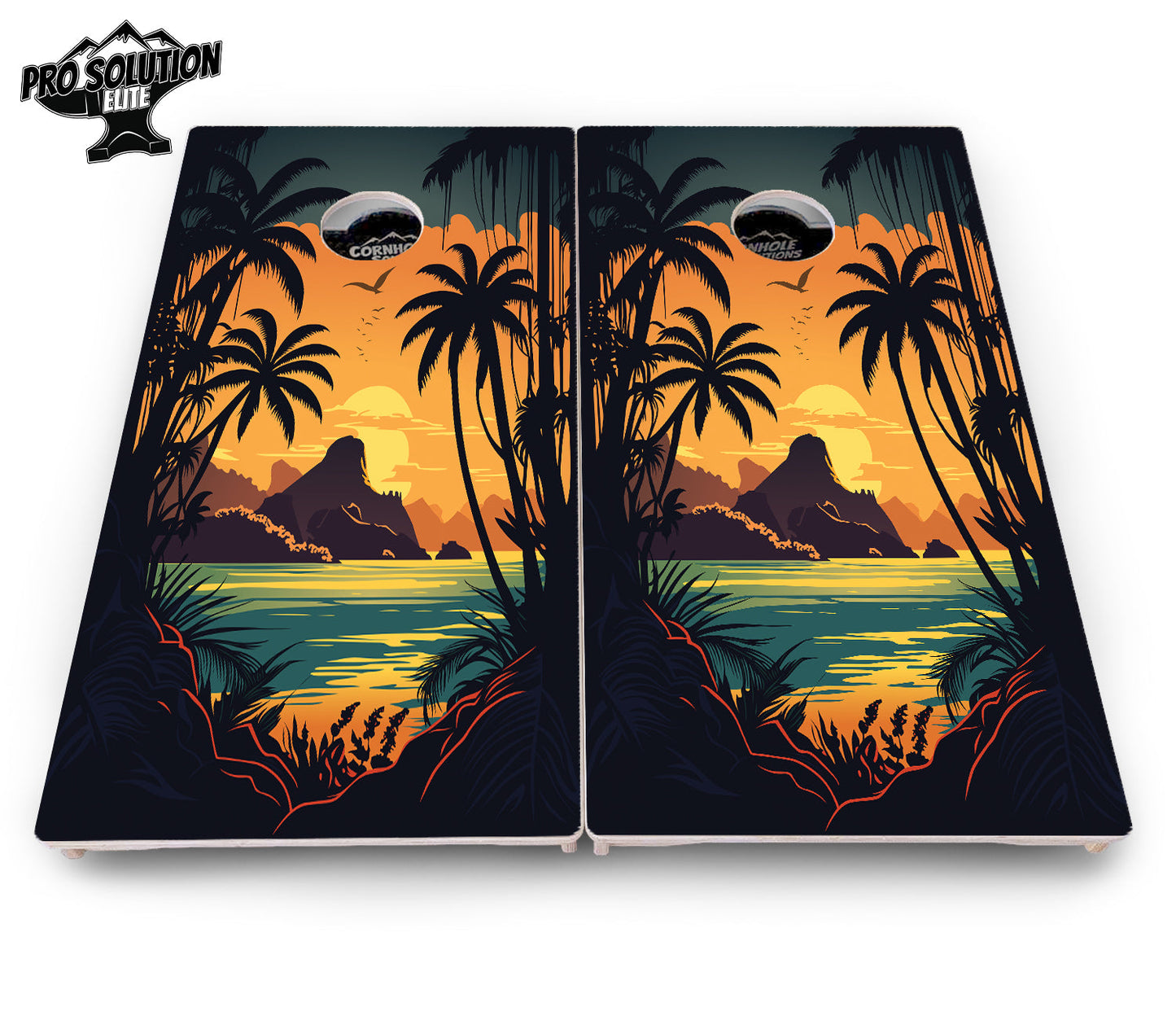 Beach Sunset Cornhole Boards - Pro Solution Elite Series