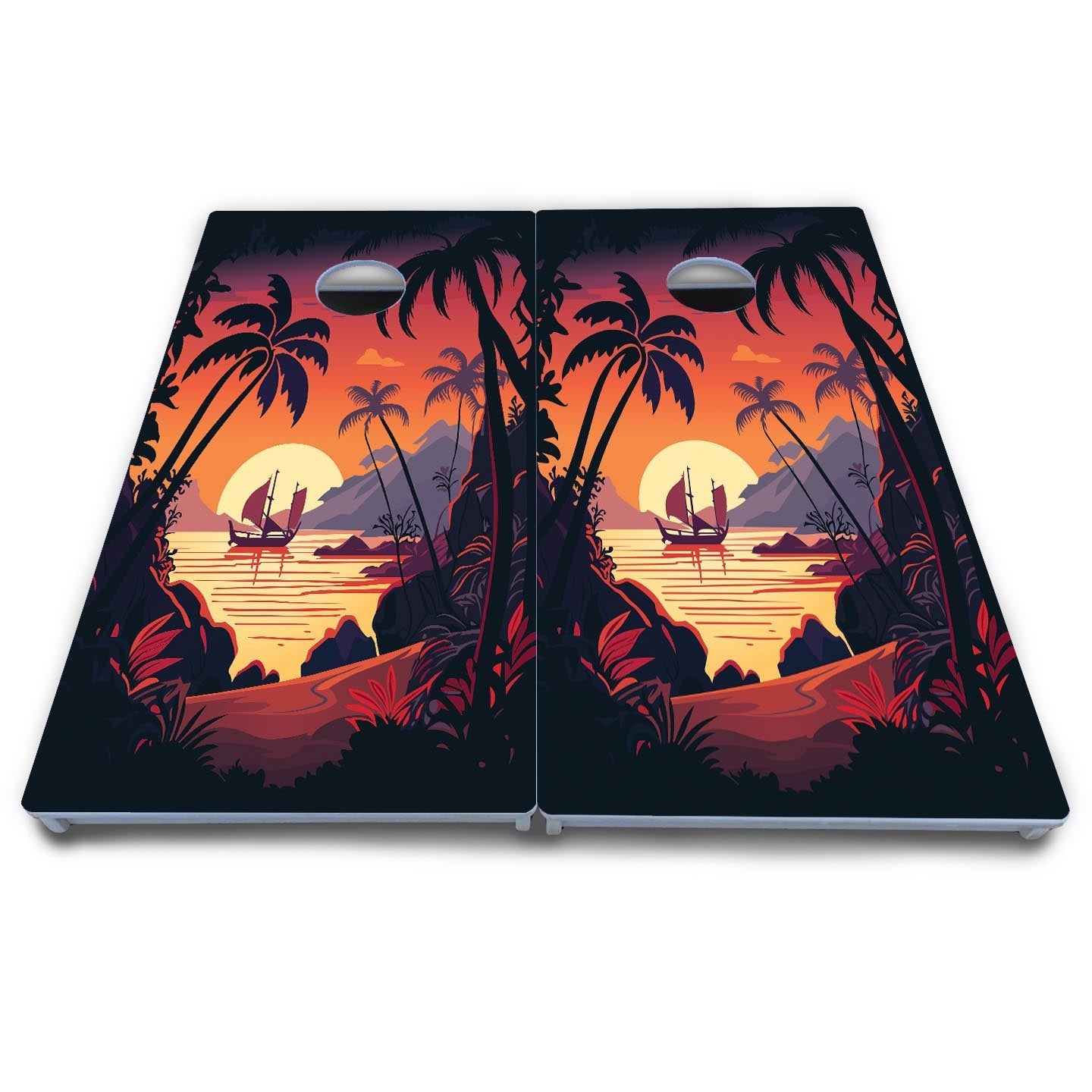 Beach Sunset Cornhole Boards - All Weather Series