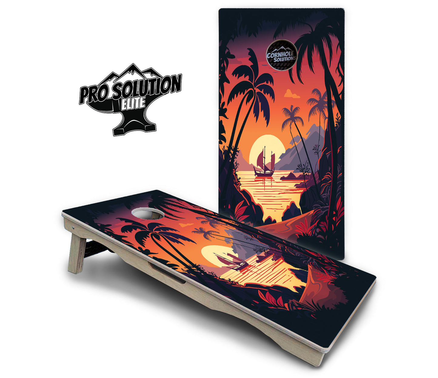 Beach Sunset Cornhole Boards - Pro Solution Elite Series