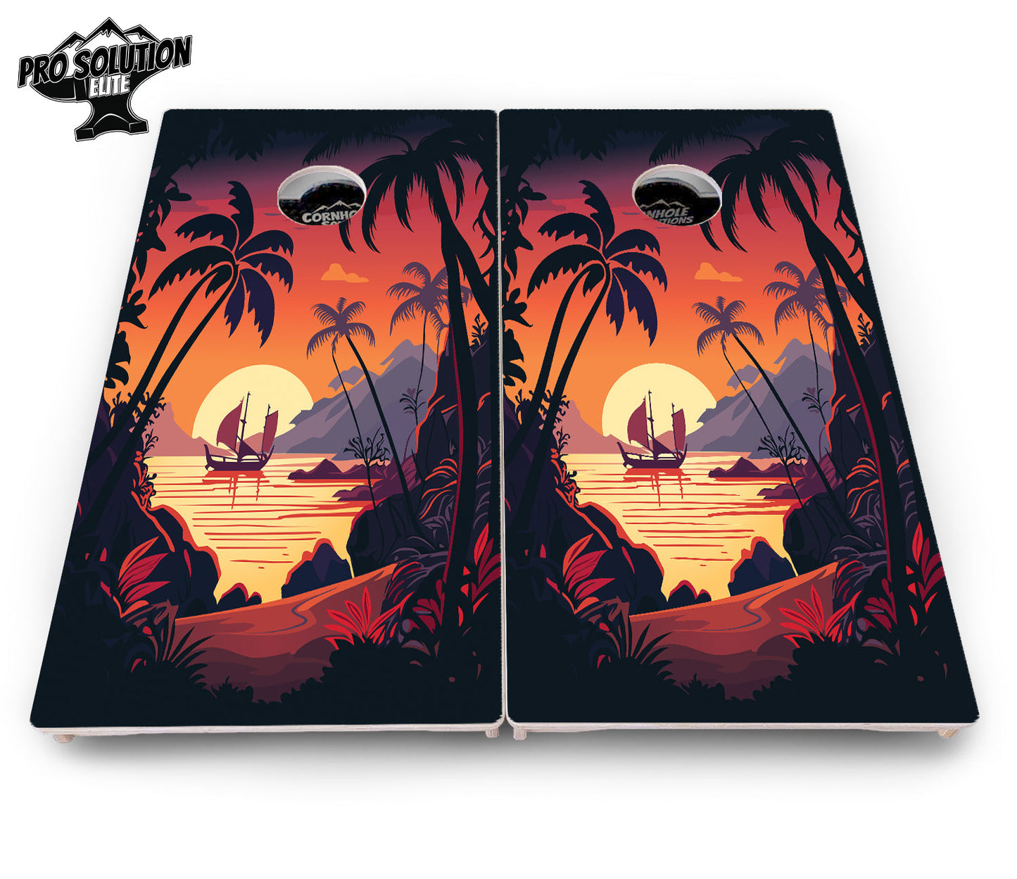 Beach Sunset Cornhole Boards - Pro Solution Elite Series