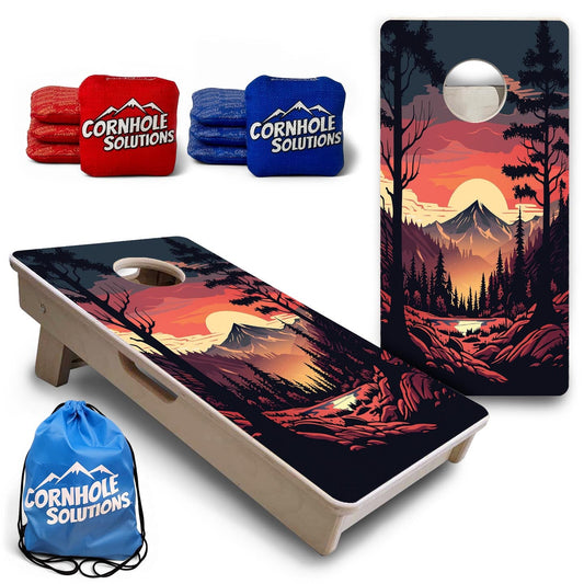 Mountain Sunset Design Options - Mini or Vacation Size Cornhole Boards