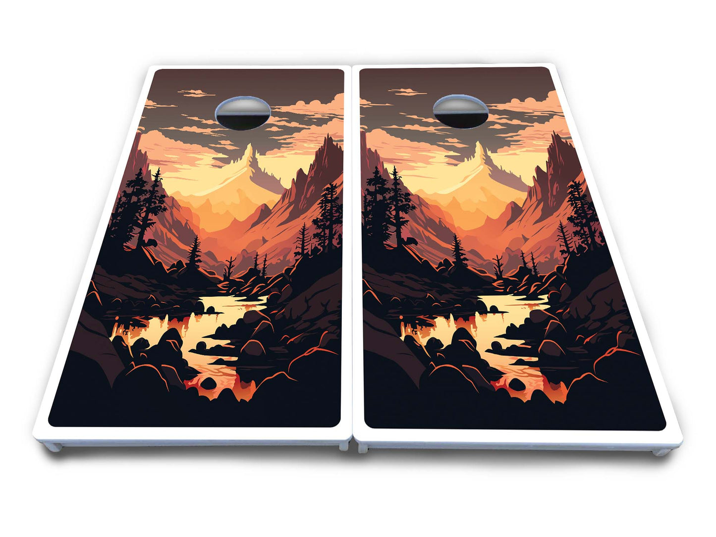 Mountain Sunset Cornhole Boards - All Weather Series