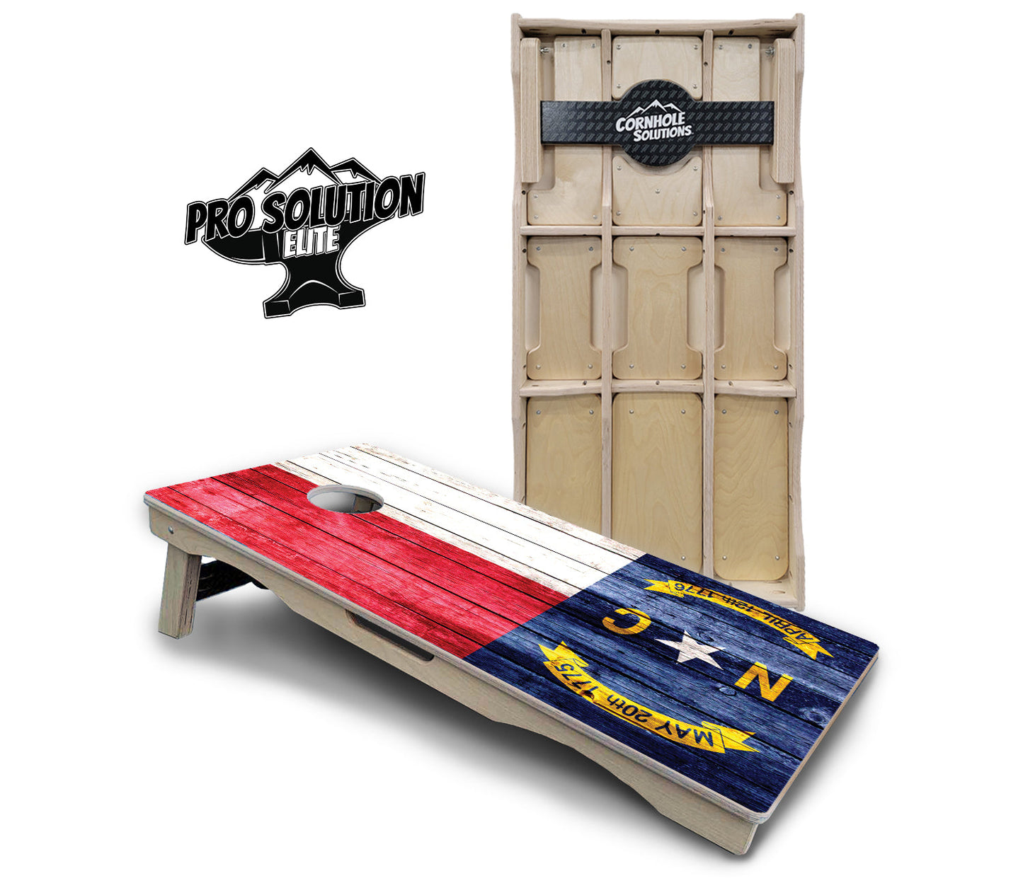 North Carolina State Flag Cornhole Boards - Pro Solution Elite Series