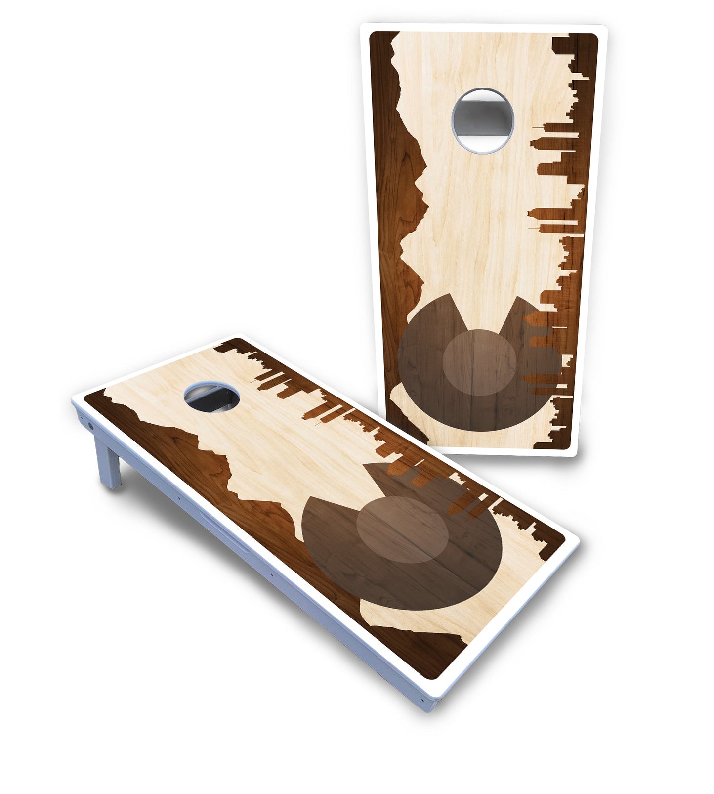 Colorado Natural Wood Skyline Cornhole Boards - All Weather Series