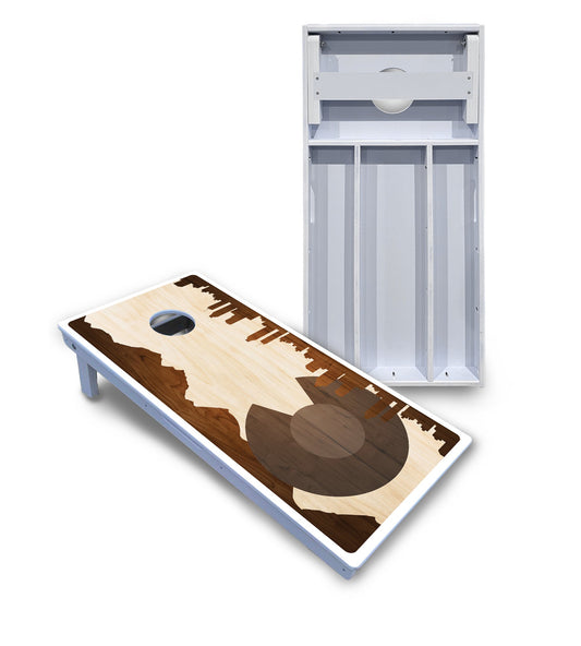 Colorado Natural Wood Skyline Cornhole Boards - All Weather Series