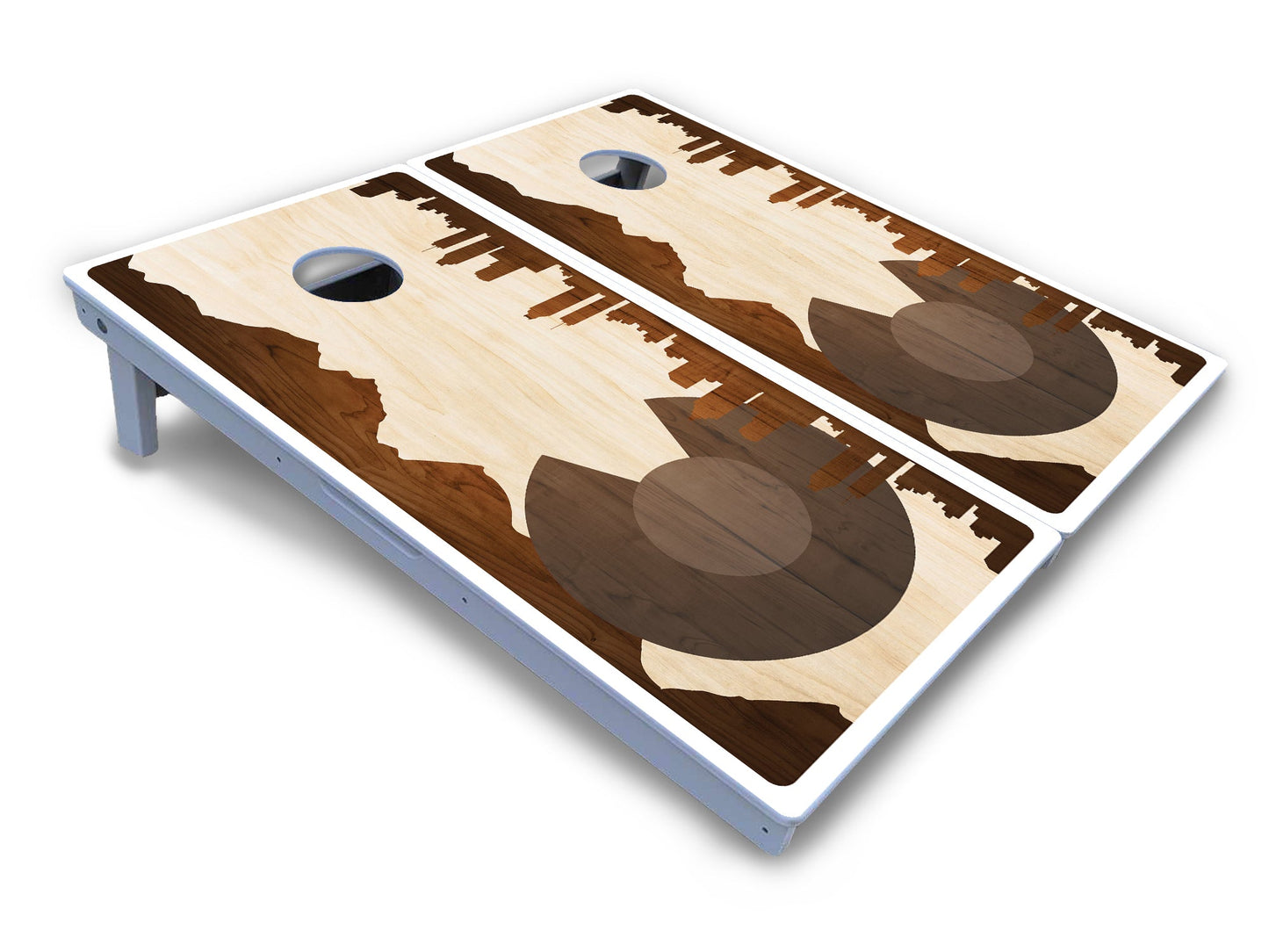 Colorado Natural Wood Skyline Cornhole Boards - All Weather Series