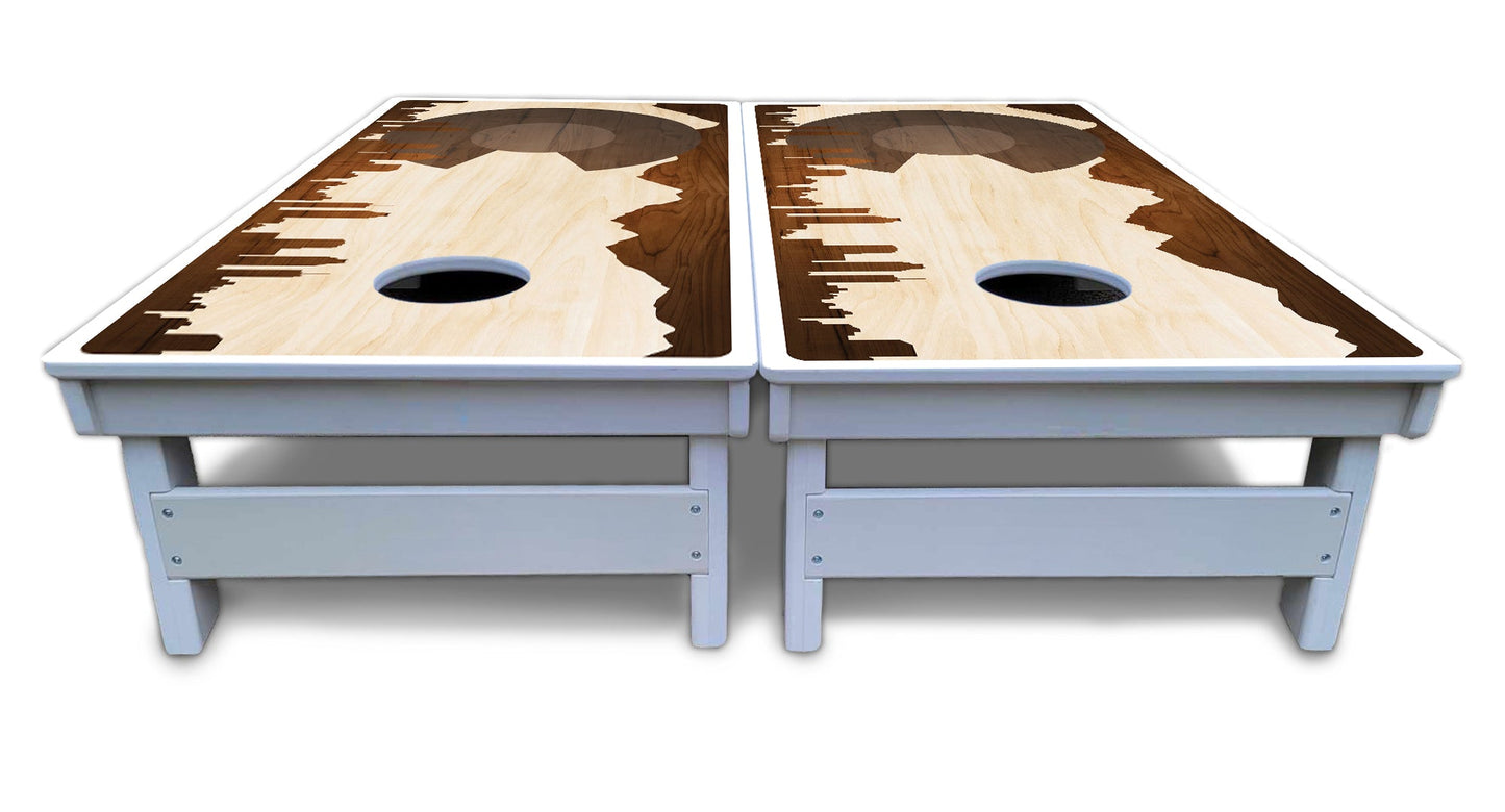 Colorado Natural Wood Skyline Cornhole Boards - All Weather Series