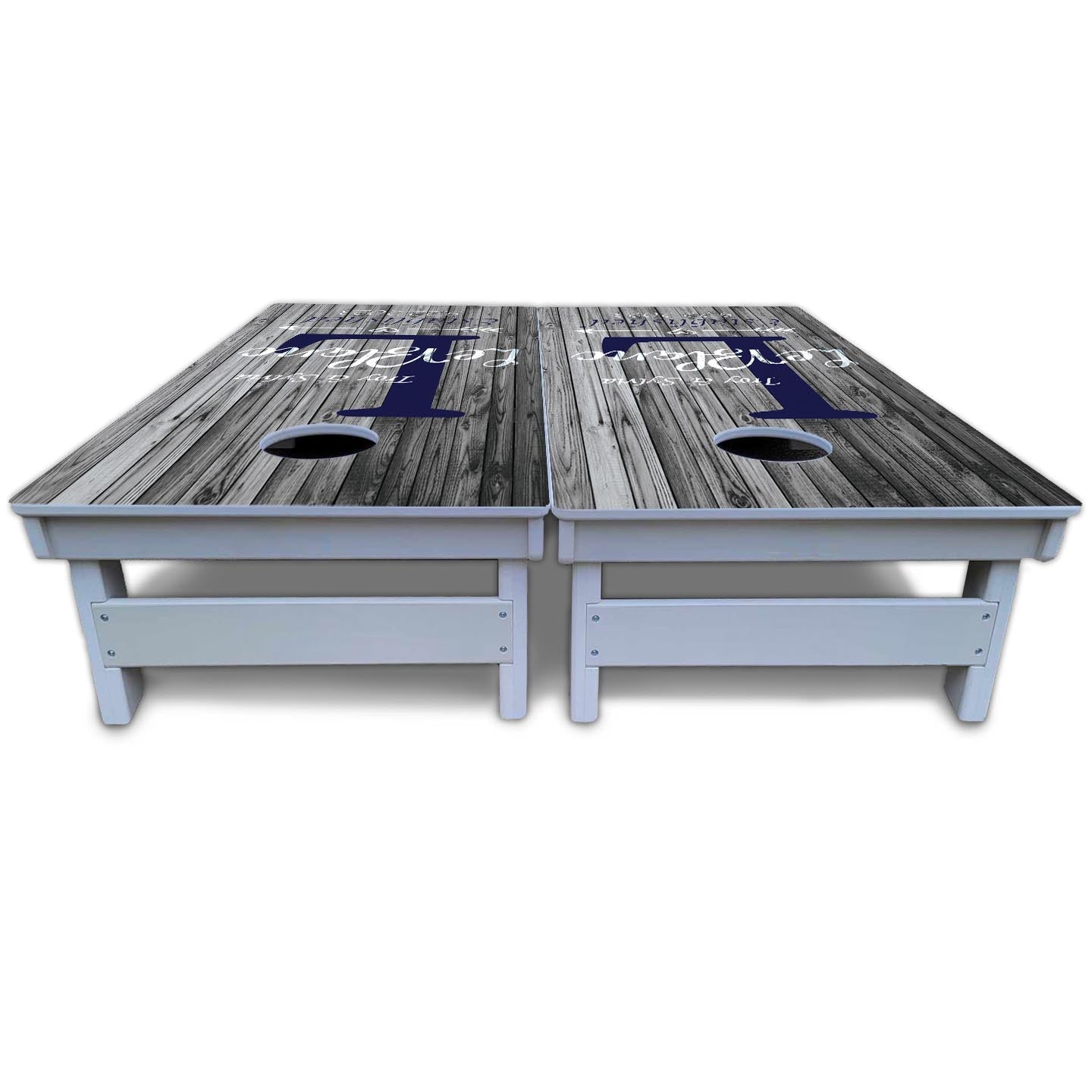 Grey Slat Wood Cornhole Boards - All Weather Series