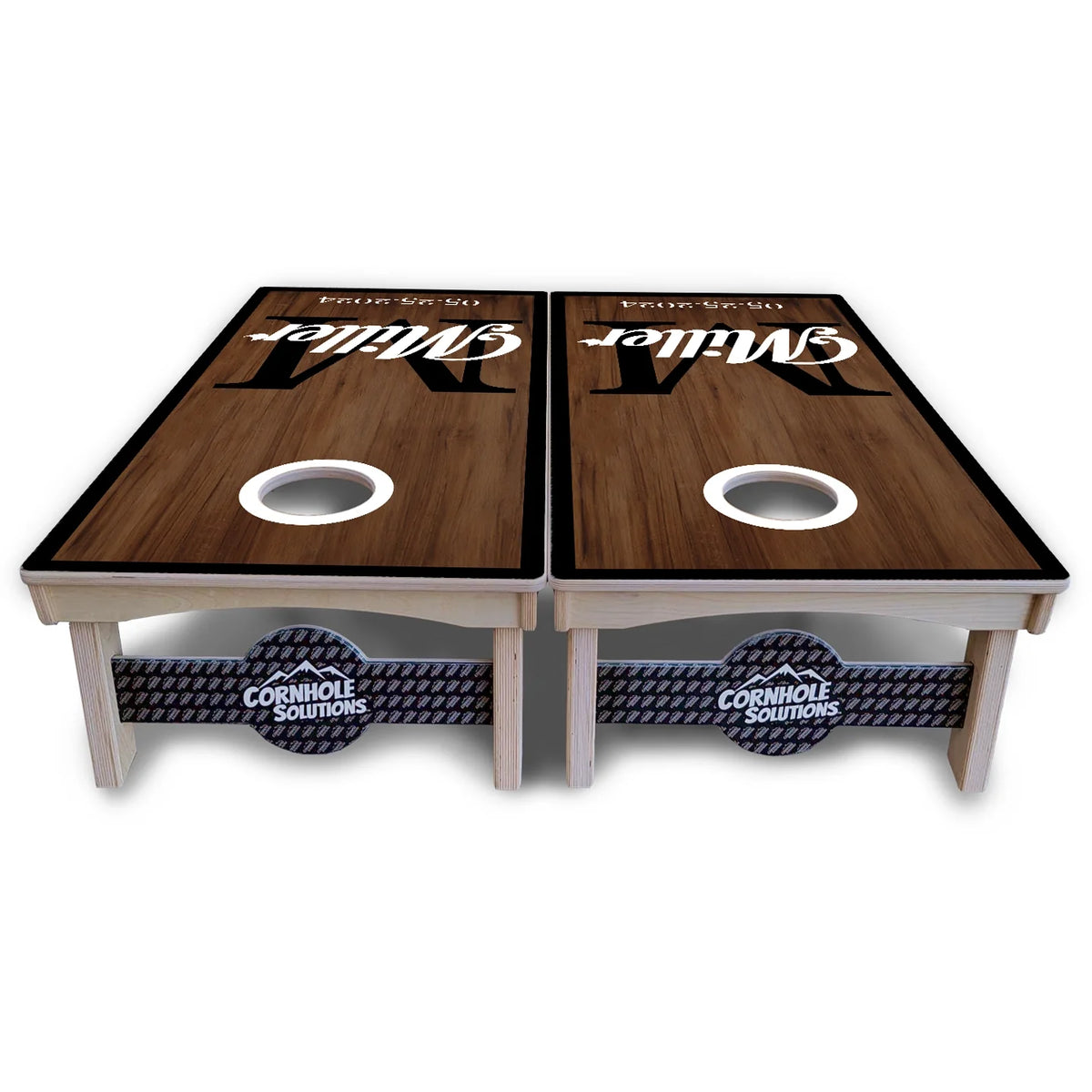 Dark Wood Wedding Monogram Cornhole Boards – Pro Lite or Pro Elite