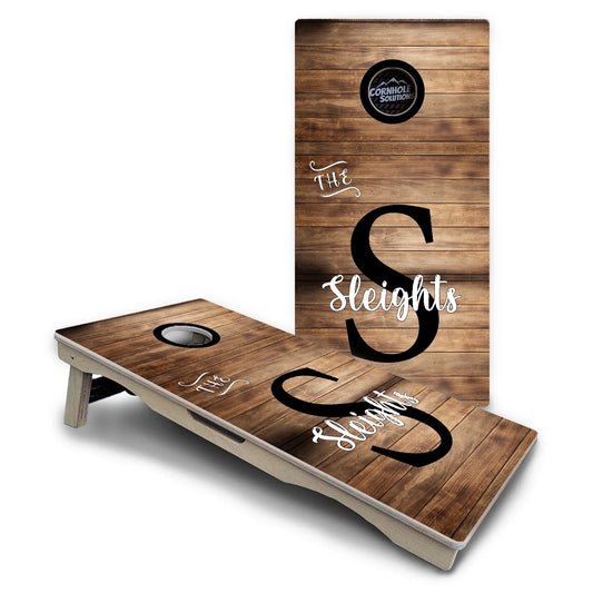 Rustic Wood Monogram Cornhole Boards – Pro Lite or Pro Elite