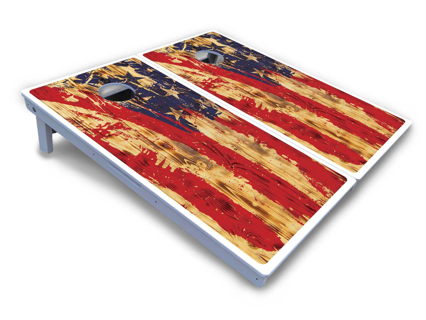 Faded Brush Burnt Flag Cornhole Boards - All Weather Series