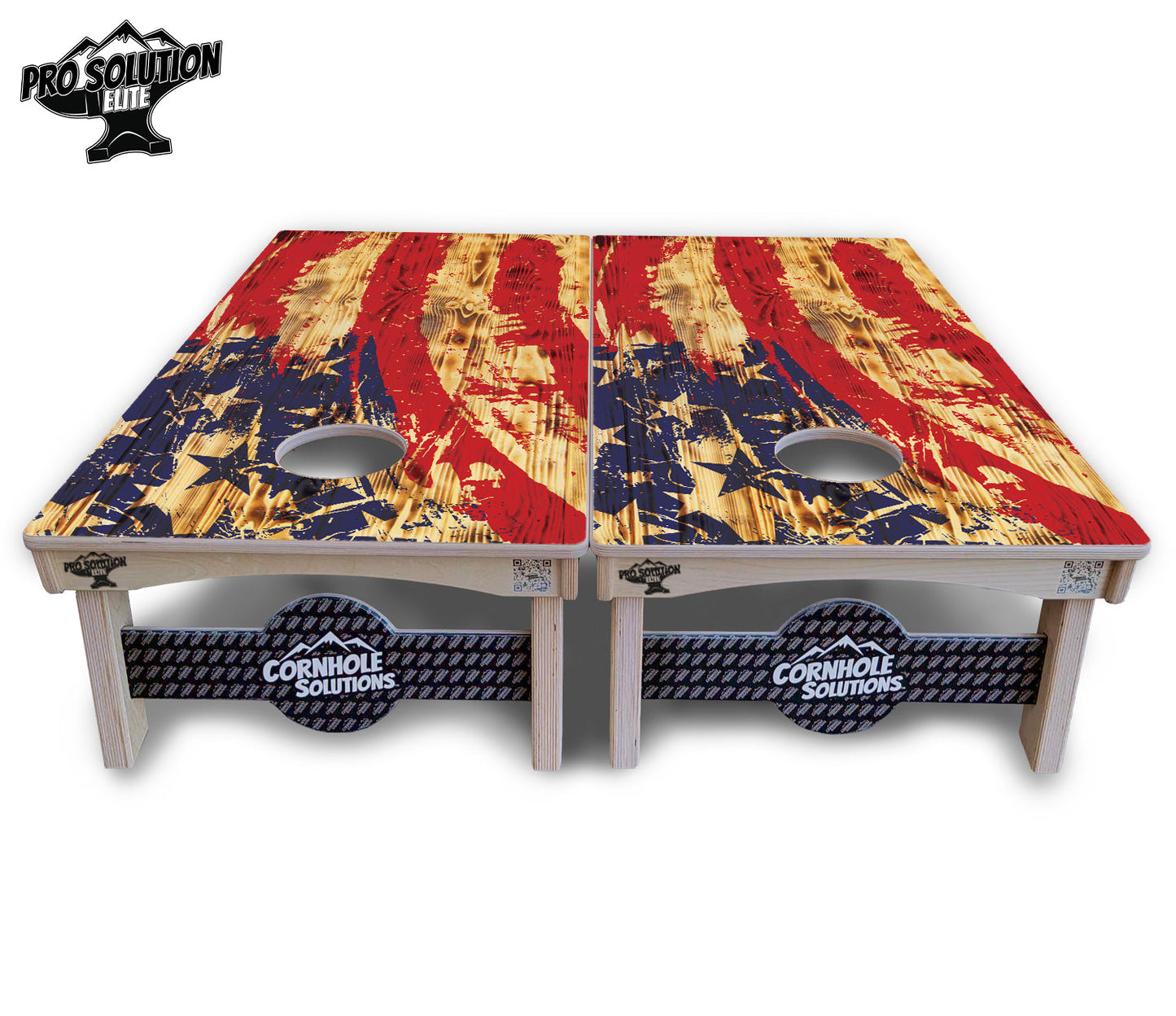 Faded Brush Burnt Flag Cornhole Boards - Pro Solution Elite Series