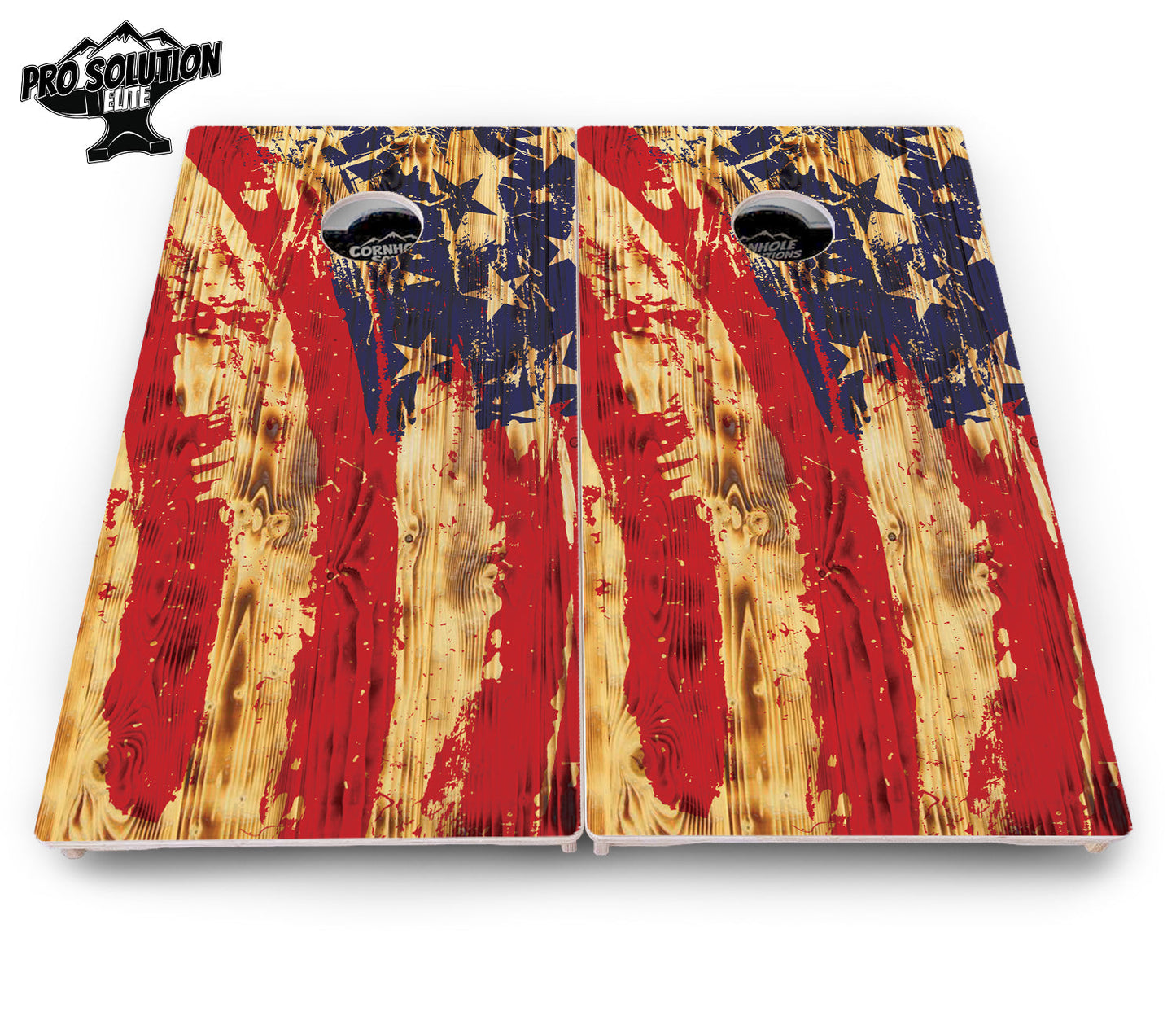 Faded Brush Burnt Flag Cornhole Boards - Pro Solution Elite Series