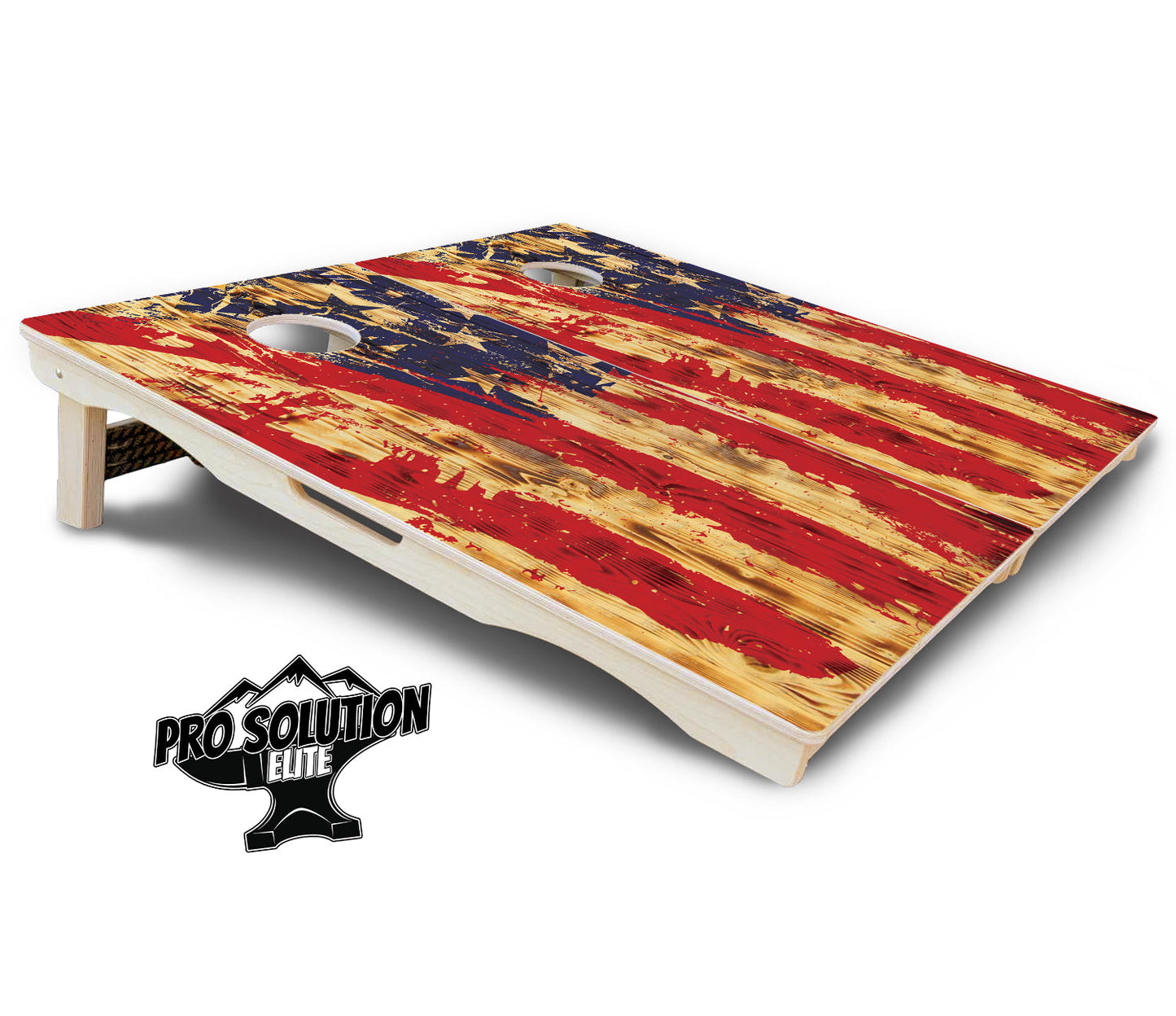 Faded Brush Burnt Flag Cornhole Boards - Pro Solution Elite Series