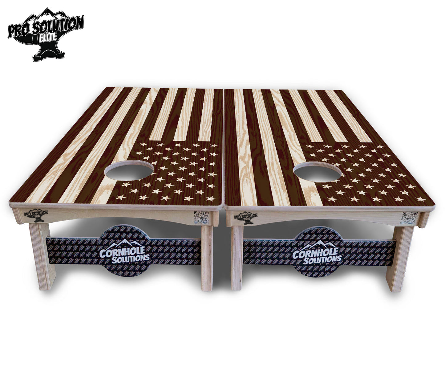 Stained Eagle & Flag Cornhole Boards - Pro Solution Elite Series