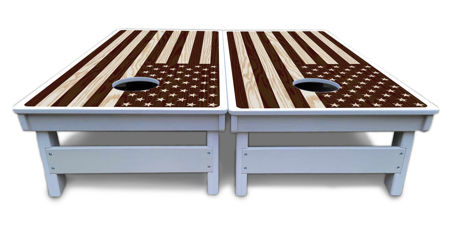 Stained Flag & Eagle Cornhole Boards - All Weather Series