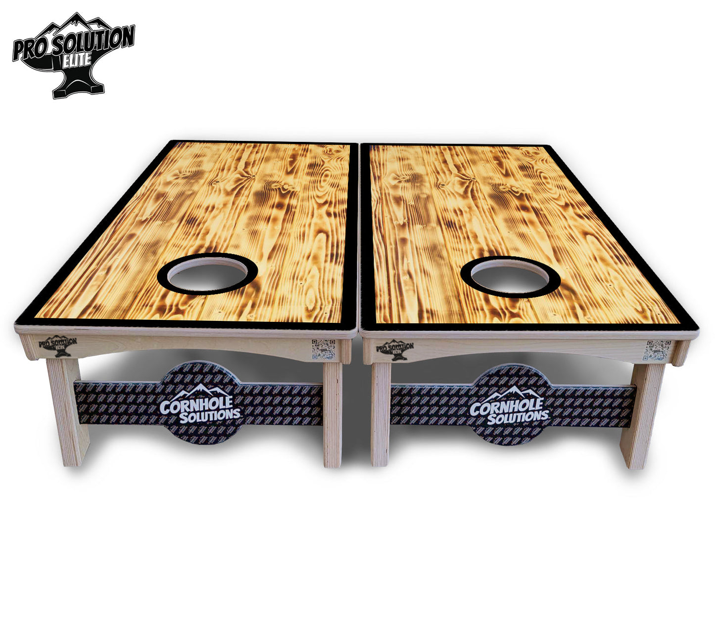 Burnt Wood Black Border Cornhole Boards - Pro Solution Elite Series