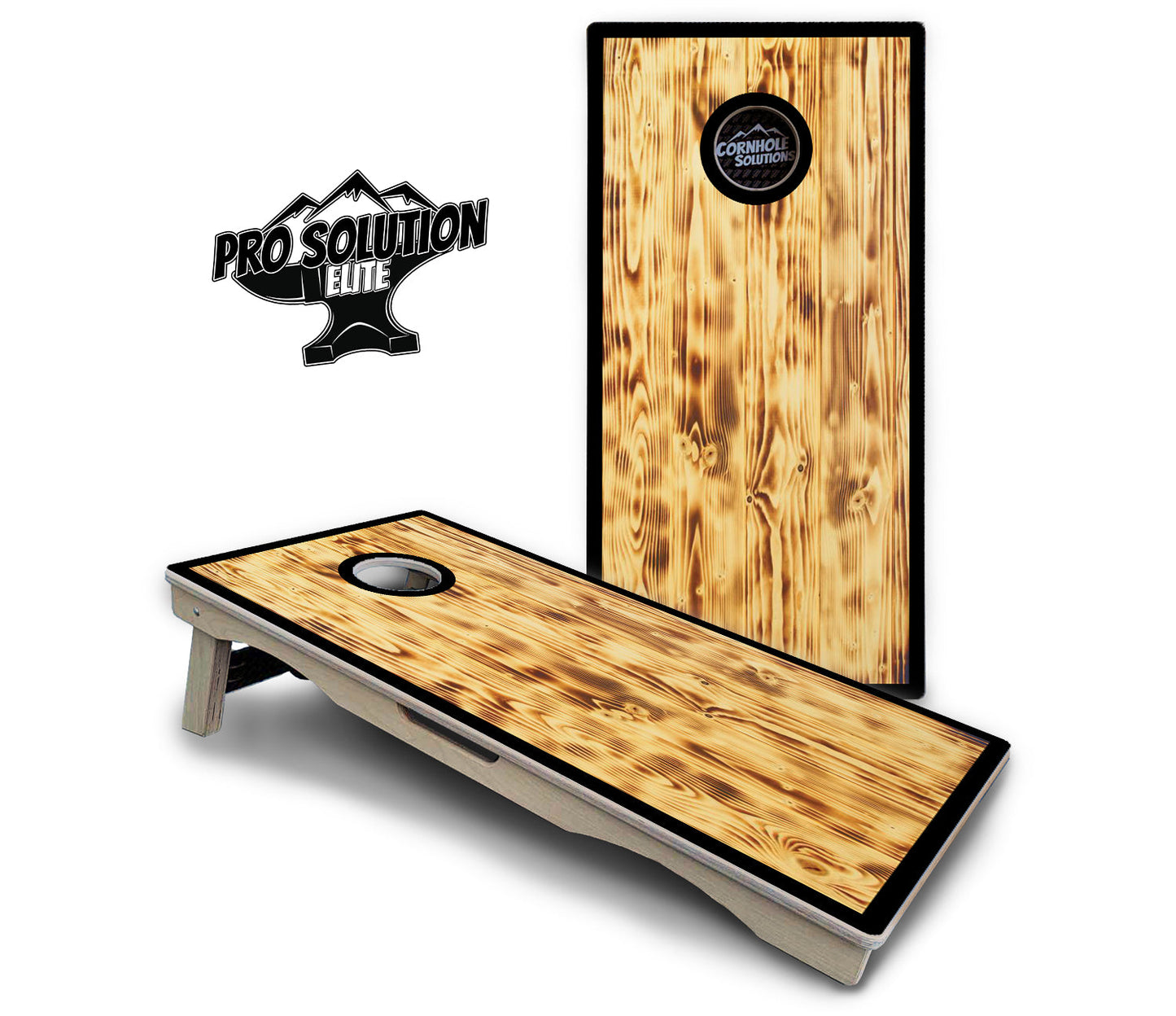 Burnt Wood Black Border Cornhole Boards - Pro Solution Elite Series