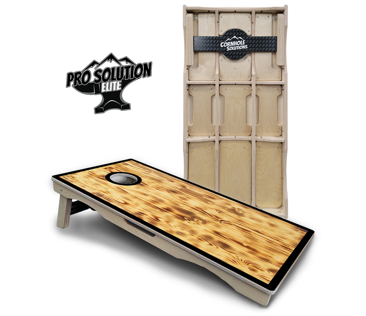 Burnt Wood Black Border Cornhole Boards - Pro Solution Elite Series