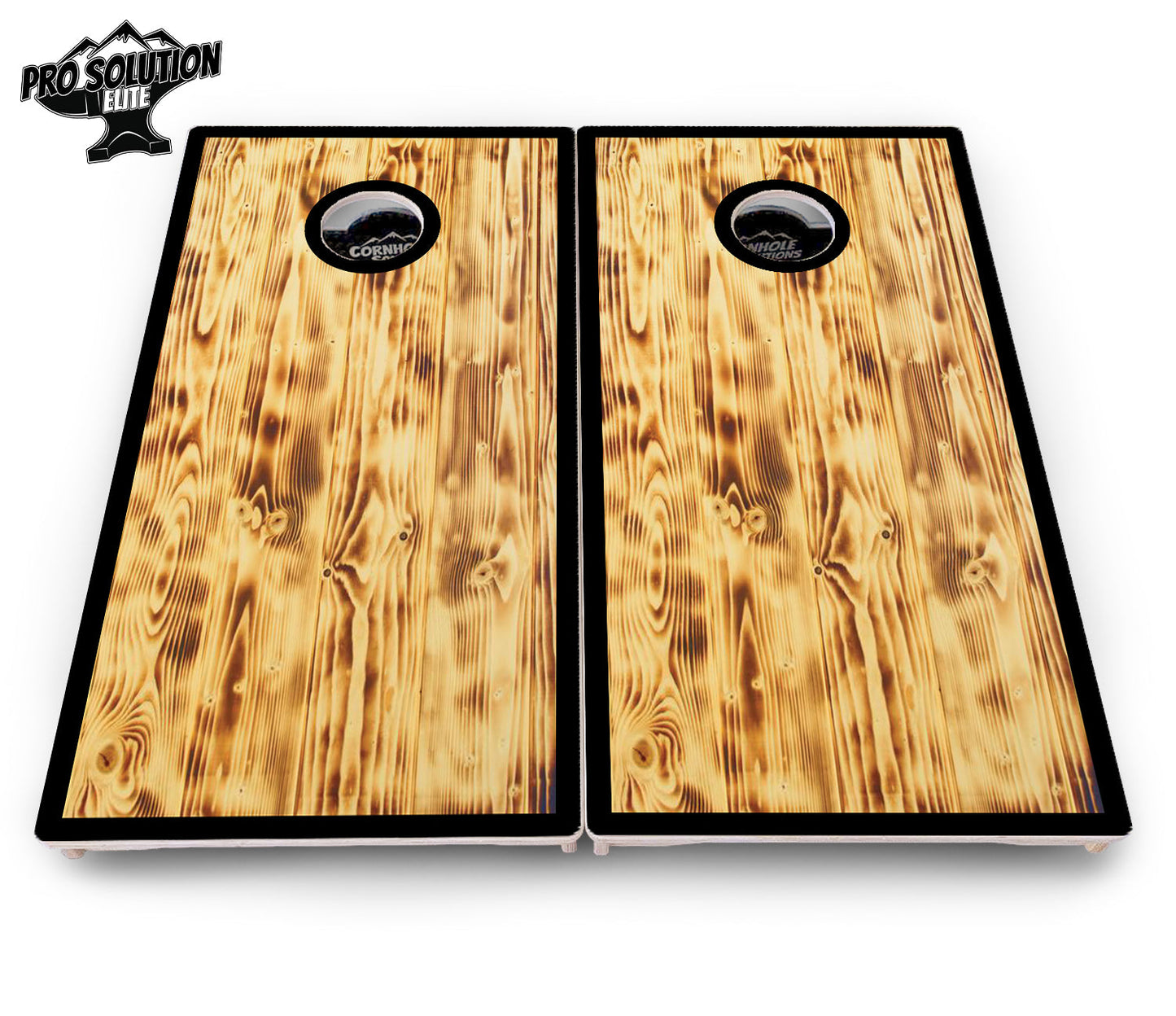 Burnt Wood Black Border Cornhole Boards - Pro Solution Elite Series