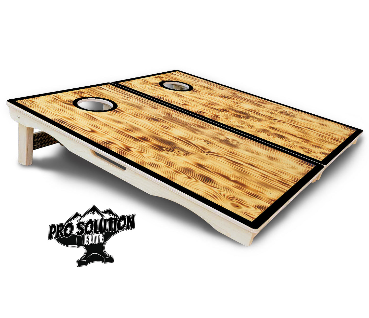 Burnt Wood Black Border Cornhole Boards - Pro Solution Elite Series