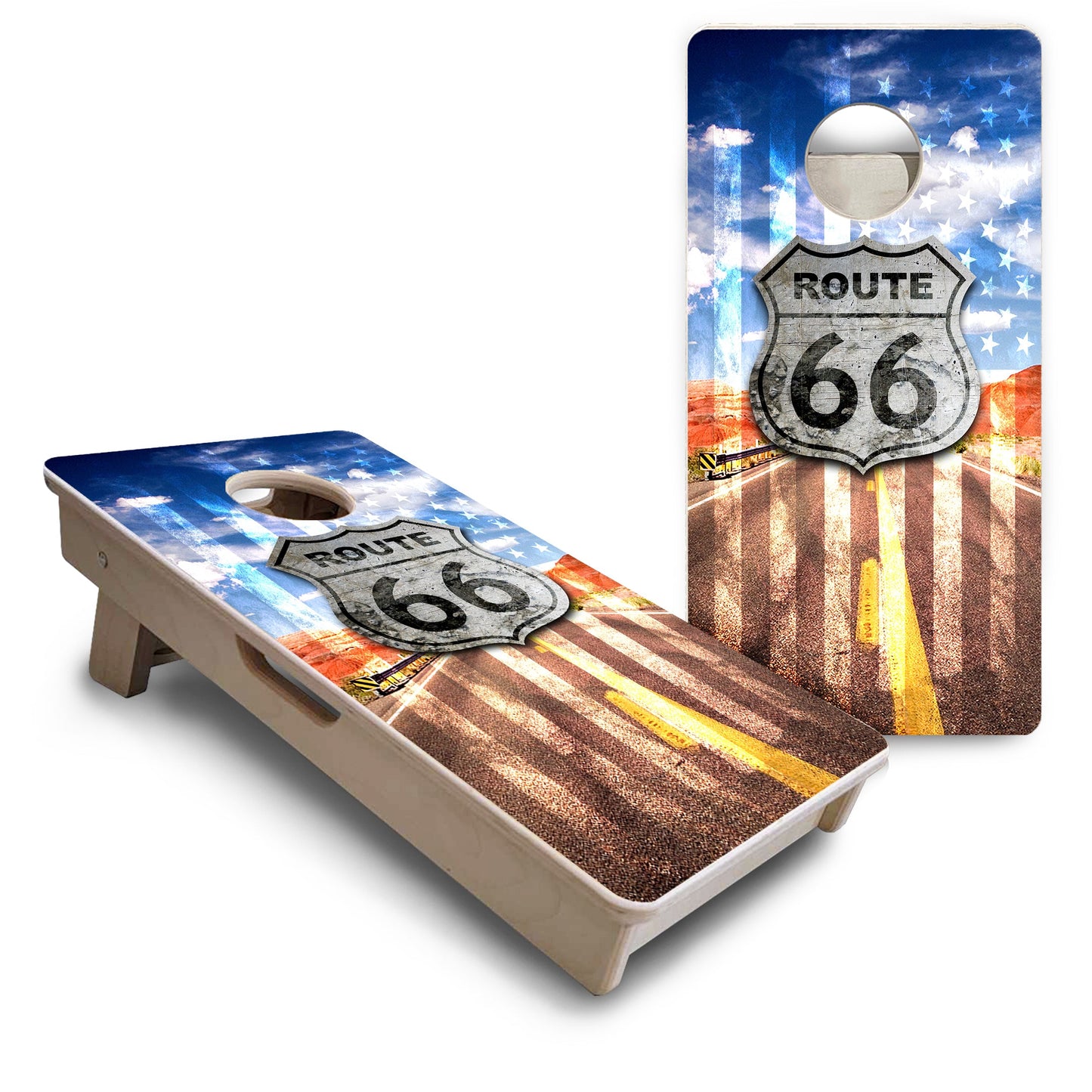 Mini Cornhole Boards - Route 66