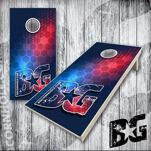 BG Cornhole Boards - Red Blue Hex