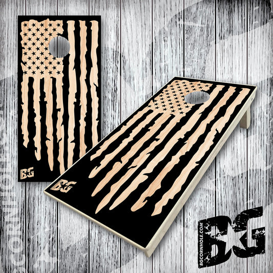 BG Cornhole Boards - Black USA Flag