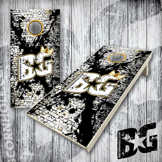BG Cornhole Boards - Black and Gold Bricks